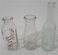 Vintage IL milk and beer bottles