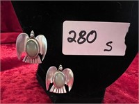 STERLING SILVER NAVAJO EARRINGS WITH STONE