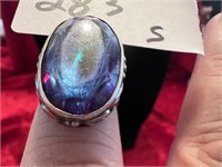 STERLING SILVER RAINBOW DICHROIC GLASS RING