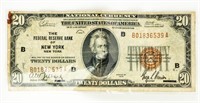 Coin $20 1929 National Currency Note-VF