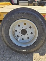 New 235/75R17.5 trailer tire and rim 8 bolt