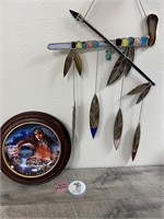 Stained glass Native American art and plate