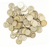 Coin Bag of 100 Washington Silver Quarters-F-AU