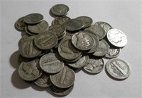 (50) Mercury Dimes- 90% Silver