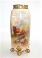 Royal Worcester Harry Stinton Highland cattle vase
