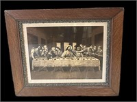25 x 29 “ Vintage Framed Last Supper (Needs
