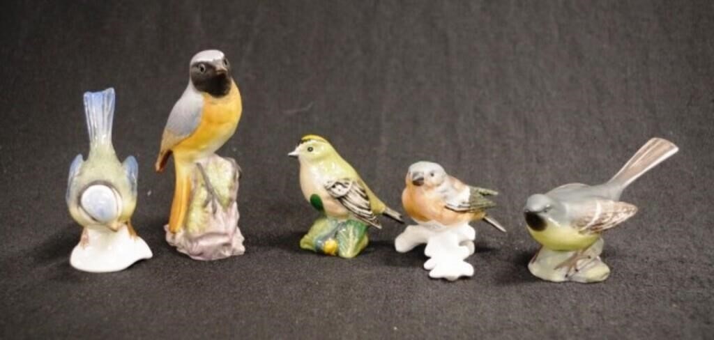 Five various European bird figurines