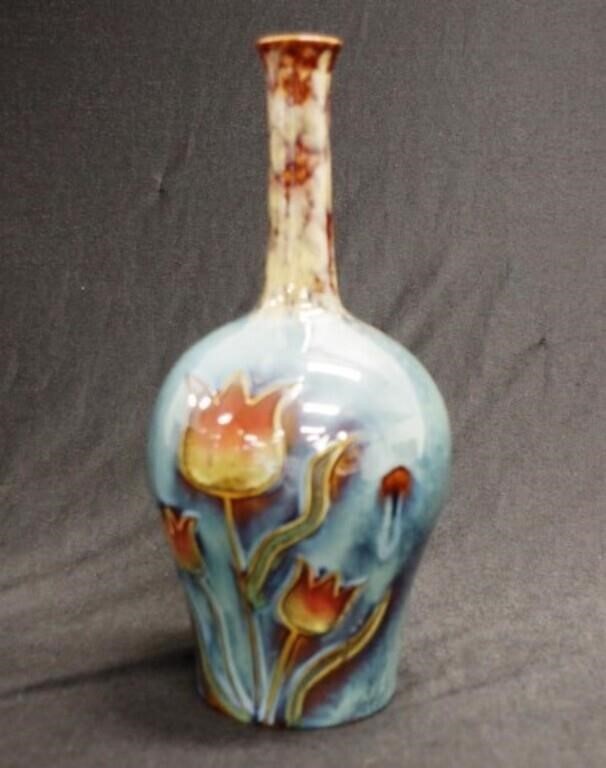 Art Nouveau majolica pottery vase