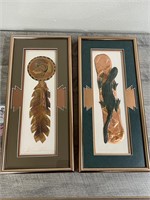 2 gorgeous gold toned pieces of southwestern art