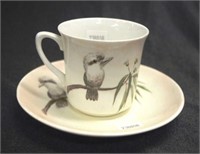 English handpainted "Kookaburra" cup & saucer