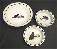 Three 1930's Grimwades "Black Cat" bowls