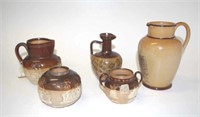 Five pieces of 19th century Doulton stoneware