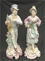 Pair of antique German porcelain large figurines