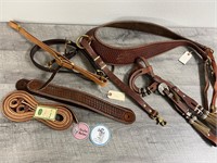 Lot of custom leather straps and collars