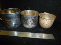 3pc Antique Sterling Silver Cups
