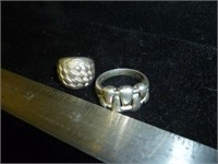 2pc Vintage Solid Cast Sterling Silver Rings