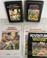 ATARI VIDEO GAMES MISSILE COMMAND and ADVENTURE