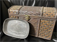 VTG Wood & Bamboo Storage Chest & Pewter