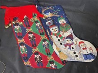 Two (2) Vintage Embroidered Christmas Stocking