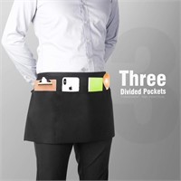 NEW! Xornis 3 Pack 100% Cotton Waist Apron with 3