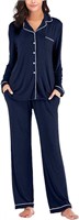 Aamikast Women's Pajama Sets Long Sleeve Button