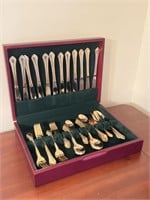Gold Tone Stainless Flatware Service for 12