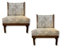 Pair Mid-Century Cane Back Lounge Chairs Costal