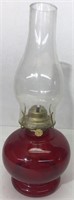 Ruby red oil lamp base w/clear top Royal Ruby