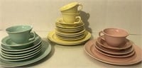 Lu-Ray pastels dishes pink, green & yellow 27 pc.