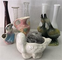 Assorted planters & vases (ducks have broken beaks