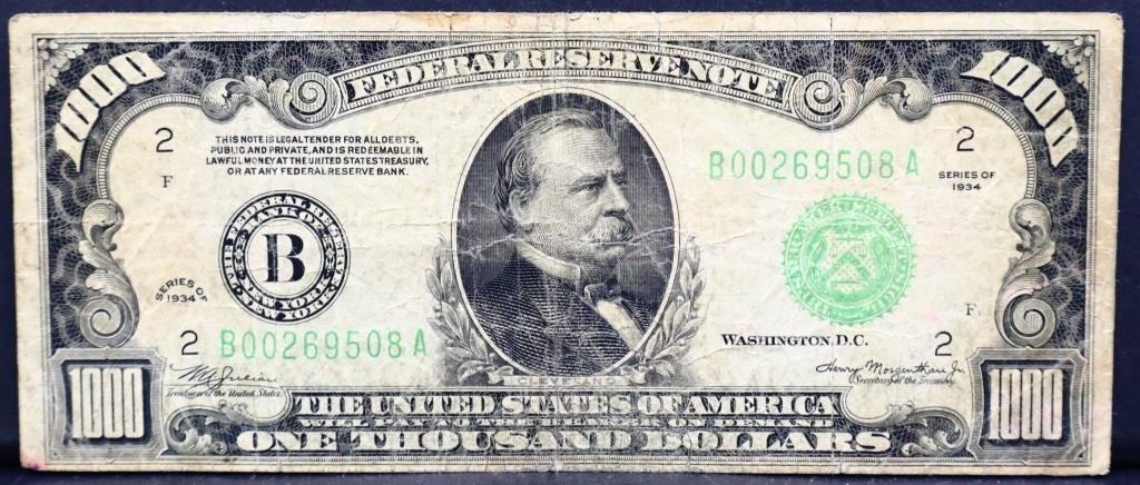 1934 Federal Reserve of NY $1000 note