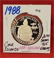 1988 Leif Ericson Cook Islands .925 20.94g $50