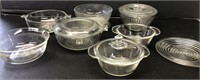Fire King & Pyrex clear glass bowls & other