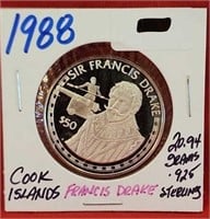 1988 UNC. Cook Islands Sir Francis Drake $50