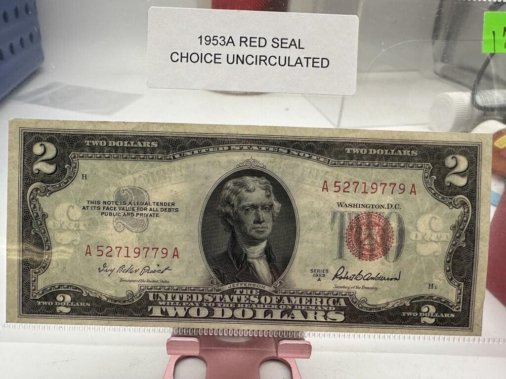 1953-A $2 RED SEAL NOT UNC NICE