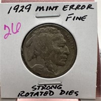 1929 BUFFALO NICKEL STRON ROTATED DIES