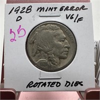 1928-D BUFFALO NICKEL ROTATED DIES