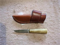 Handmade Hunting knife w/ antler handle - comes