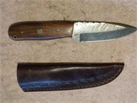 Damascus steel Hunting knife w/ sheath-8.75"-w/