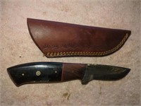 Damascus steel Hunting knife "-w/ leather