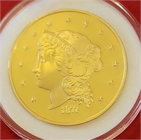 1887 Fifty DOLLARs COIN JUMBO Gold Tone COPY