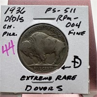 1936-D/D/S BUFFALO NICKEL D OVER S RPM-004 RARE