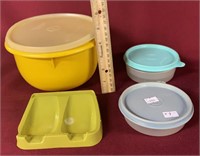 TUPPERWARE CONTAINERS AND SPOON HOLDER - AS IS