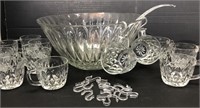 Anchor Hocking Crown Point punch bowl w/cups