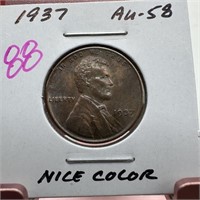 1937 WHEAT PENNY CENT HIGH GRADE TONED