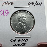 1943 STEEL WHEAT PENNY CENT WWII HIGH GRADE