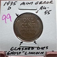 1935-D WHEAT PENNY CENT CLASHED DIES GHOST LINCOLN