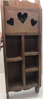 Wood shelf w/heart motif 111/8"w x 32"h x 41/2"d