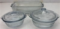Blue Fire King Dishes & 1 clear rectangle 6 pc.