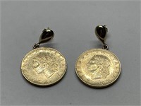 Vintage Coin Earrings with 14k Gold Backs & Post